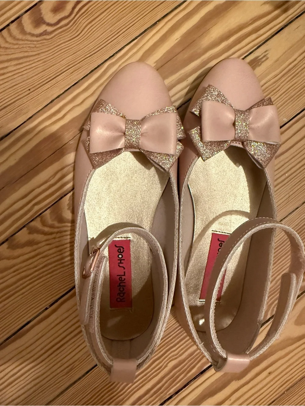Rachel Shoes Blush Pink Bow Ballet Flats with Sparkle Accent